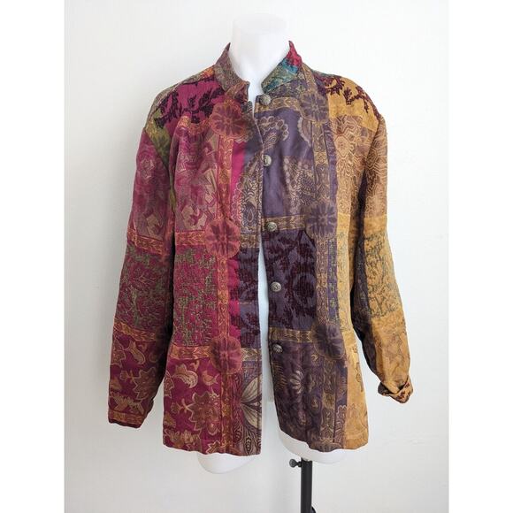 Drapers & Damons Size Large Patchwork Tribal Floral Tapestry Hippie Jacket - Picture 4 of 12